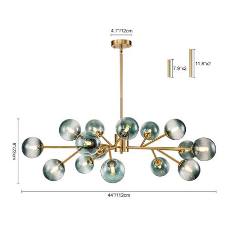 15-hellblauer Sputnik-Kronleuchter mit Zweigen | Schwarzes Sputnik ...