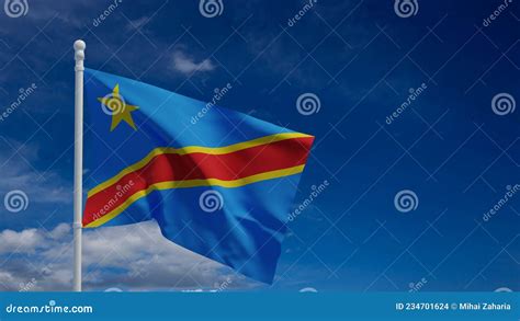 Congo Kinshasa Flag Waving In The Wind 3d Rendering Stock