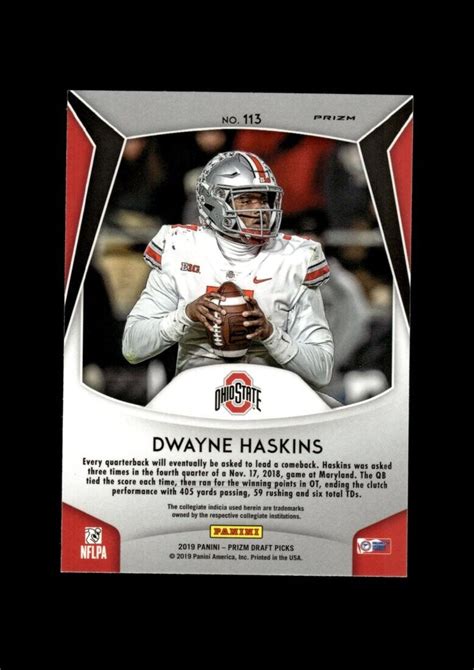 Panini Prizm Draft Picks Pink Pulsar Dwayne Haskins Nm Mt Or