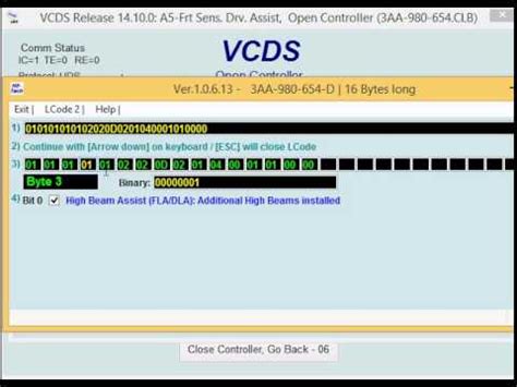 Passat B7 Sign Assist Line Assist Light Assist Coding 3AA980654D