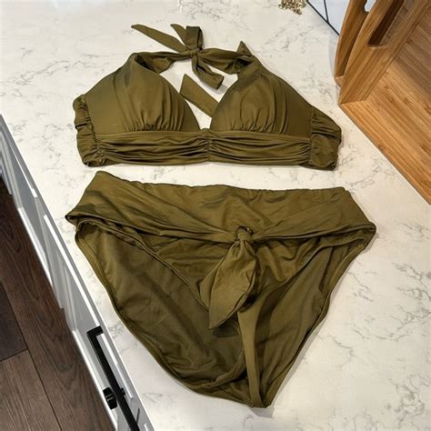 Gibson Latimer Swim Gibson Latimer Olive Green Bikini Set Minimal