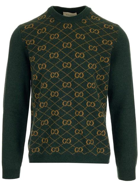 Gucci Wool Gg Knitted Sweater In Green For Men Lyst