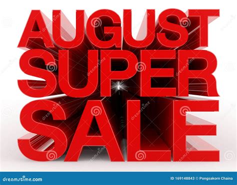 August Super Sale Red Word On White Background Illustration 3d