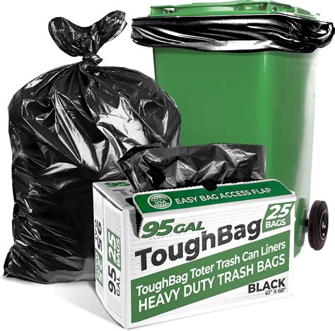 Toughbag 95 96 Gallon Extra Large Trash Bags 61x68” Black