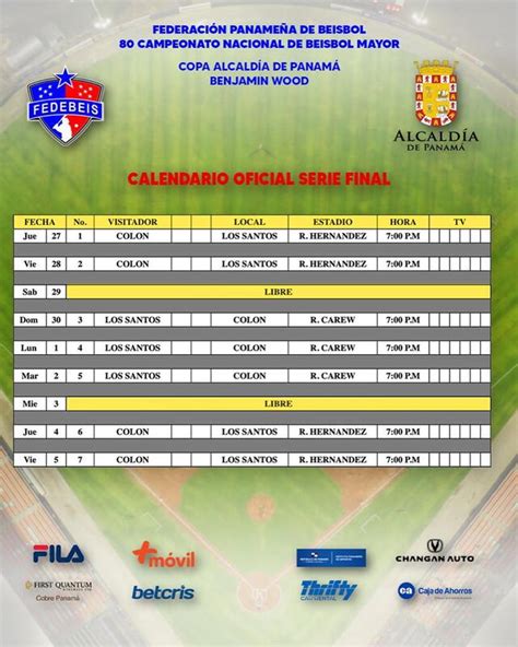 Col N Vs Los Santos Calendario Final Del B Isbol Mayor C Mo