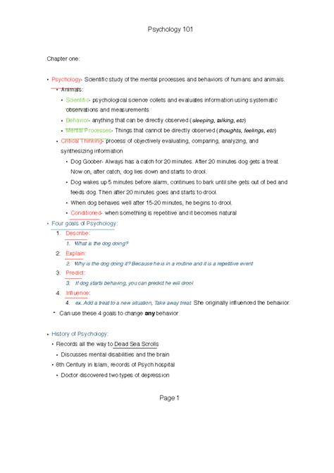 Psychology-101-notes compress - Chapter one: Psychology- Scientific