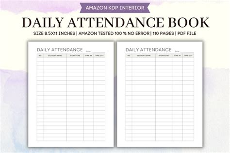 Daily Attendance Log Book Graphic By Pallettes Playground · Creative Fabrica