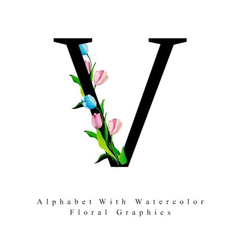 Premium Vector | Letter v watercolor floral background