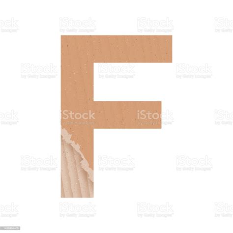 Letter F Of The English Alphabet Gray Paper Cardboard Texture On White Background Vector Stock