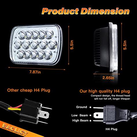 Baolicy Faros Delanteros Led De X Pulgadas Aprobados Por Punt
