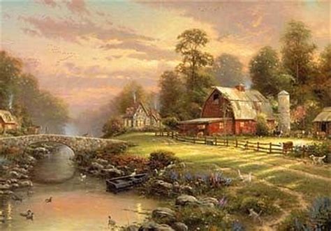 Plaid Thomas Kinkade Sunset At Riverbend Farm Paint By Number 16 X20