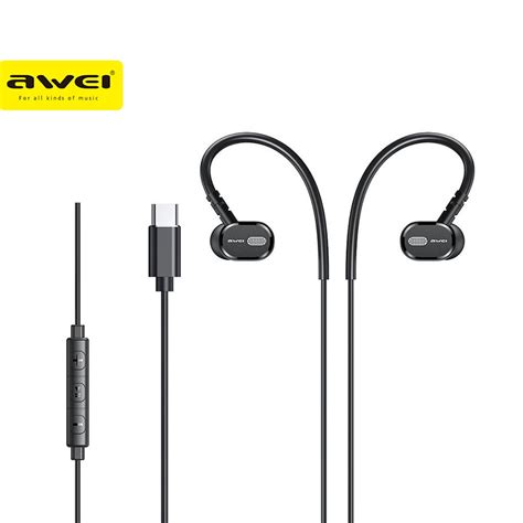 Awei TC 6 EarHook Smart Sports Earphone Type C With Mic Explosive Bass