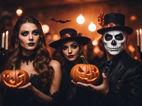 Premium AI Image | People in a Halloween themed party