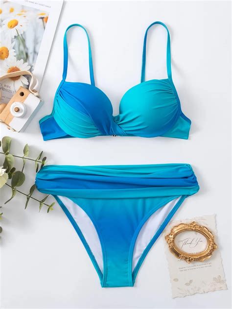 Bañador bikini push up de ombré girante Mode de Mujer SHEIN España