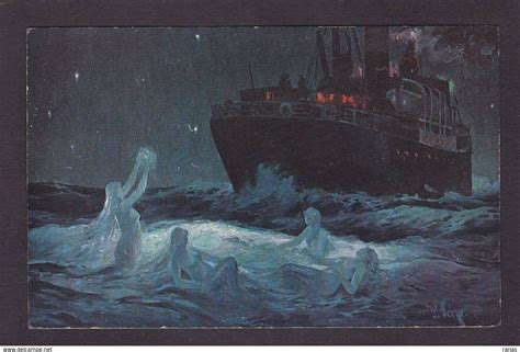 Contes fables légendes CPA sirène femme women mermaid non circulé nude