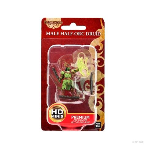 Pathfinder Battles Premium Painted Figure Half Orc Druid Male Wave 2