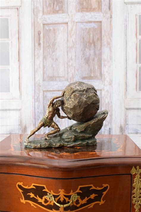 Sisyphus Statue Greek Mythology Sisyphus Pushing the Eternal Rock ...