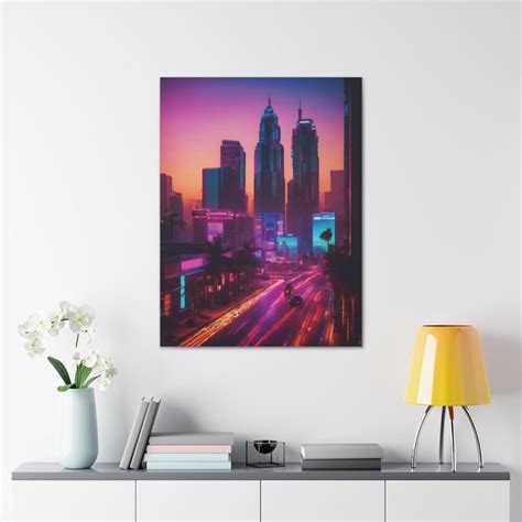 Synthwave Canvas Frameless Museum Gallery Wrap Wall Art Print 80s ...