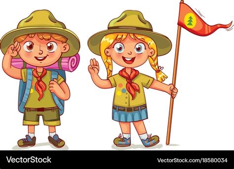 Scout Boy And Girl Royalty Free Vector Image Vectorstock