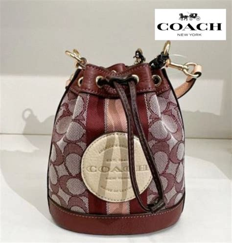 New Coach Original Mini Dempsey Bucket Bag In Signature Jacquard In