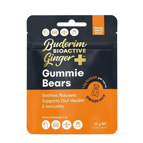 Buderim Ginger Bioactive Ginger Gummie Bears Travel Pack 25g Buy