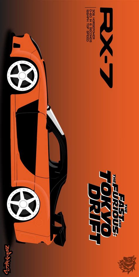 Sleek Mazda Rx F F Tokyo Drift Edition Car Illustration