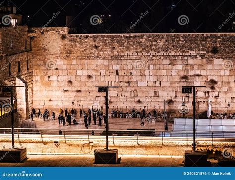 The Western Wall of the Temple Mount in Jerusalem at Night Editorial ...