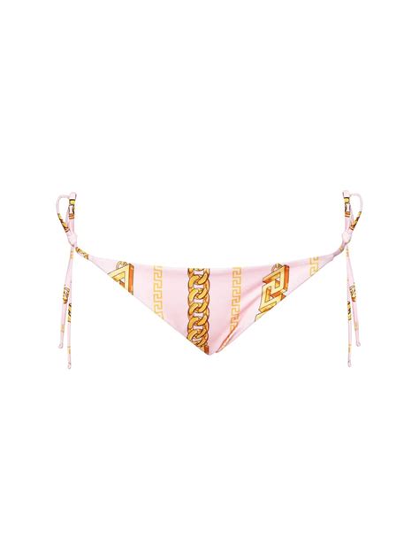 Versace Chain Print String Bikini Bottom In Pink Modesens