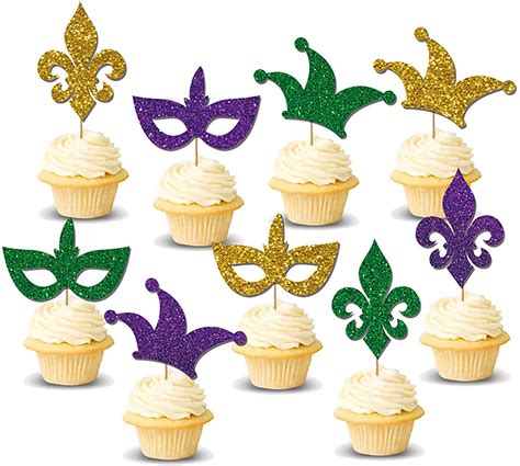 Mardi Gras Cupcake Topper Pcs Glitter Mardi Gras Masquerade Mask