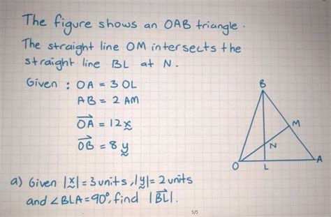 Solved The Figure Shows An Oab Triangle The Straight Line Om