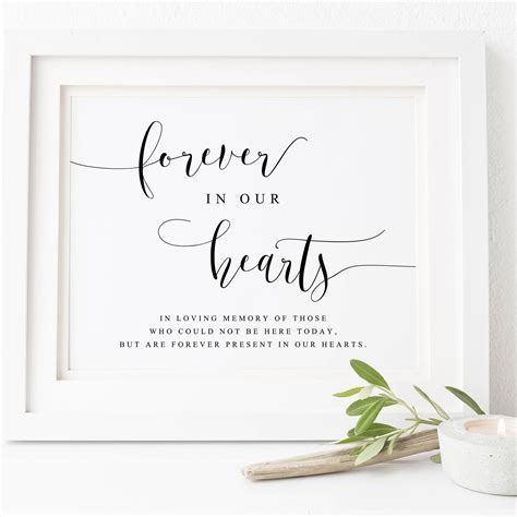 Forever in Our Hearts Sign-in Loving Memory Sign-memory Table Sign