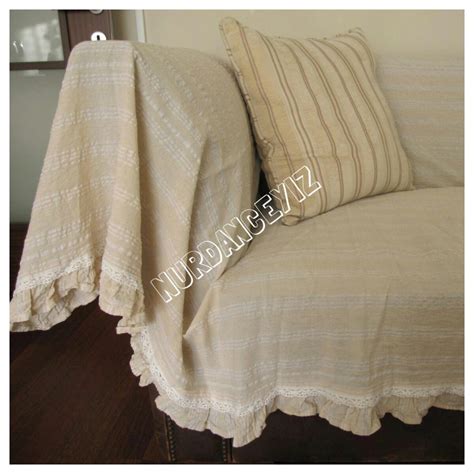 Sofa throw cover rectangle-ruffled-large couch coverlet pet