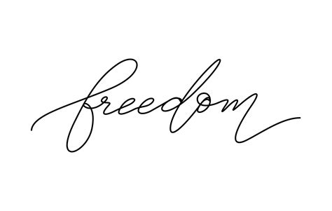 Freedom Word Lettering Design In Continuous Line Drawing