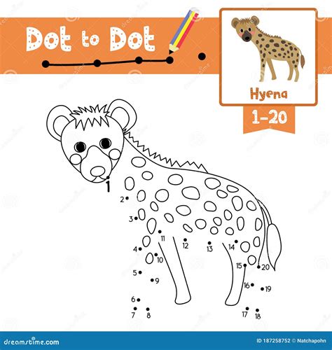 Dot To Dot Educational Game And Coloring Book Hyena Animal Cartoon