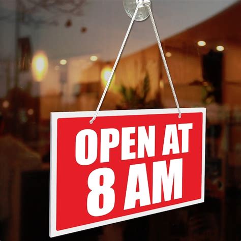 Open At 8am 3mm Rigid 120mm X 200mm Sign Shop Window Door Etsy