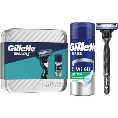 Комплект Gillette Mach3: Самобръсначка + Гел за бръснене с успокояващ ...