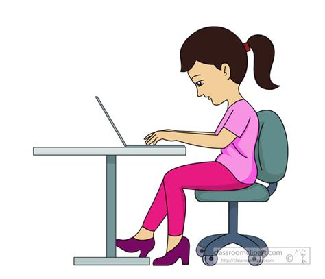 Computers Clipart - sitting-at-desk-using-laptop-computer-548 - Classroom Clipart