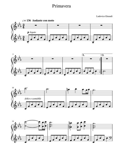 Print And Download In Pdf Or Midi Primavera Ludovico Einaudi Free Sheet Music For Piano Made