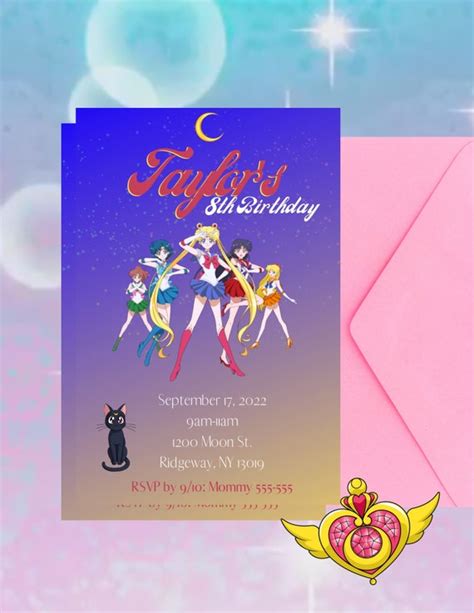 Invitaci N De Cumplea Os De Sailor Moon Invitaci N Digital Etsy Espa A