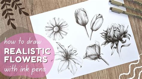 How To Draw Flowers With Ink // Step By Step Tutorial - YouTube