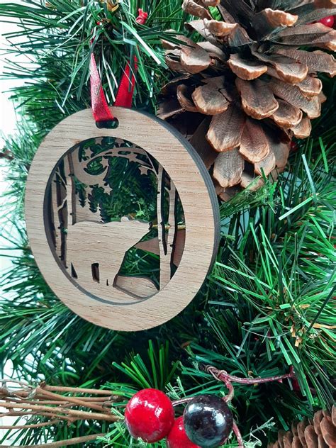 Christmas Ornament Bear Laser Engraved Wood Etsy