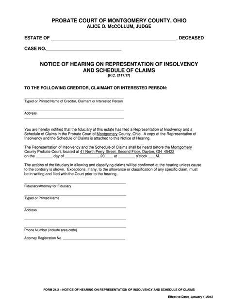 Fillable Online Mcohio Notice Of Hearing On Representation Of