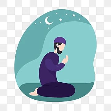 Ramadan Pray Vector Art PNG Muslim Man Praying On The Night Of Ramadan