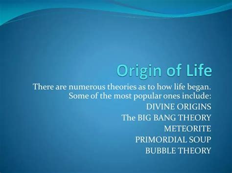 Ppt Origin Of Life Powerpoint Presentation Free Download Id2662569