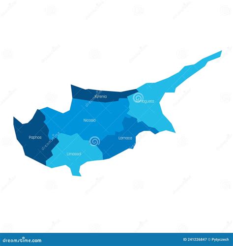 Cyprus Administrative Map Of Districts Stock Vector Illustration Of