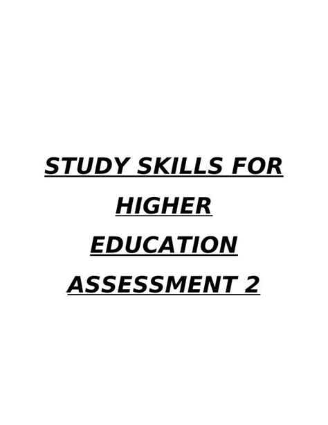 Study Skills For Higher Education Assessment Desklib