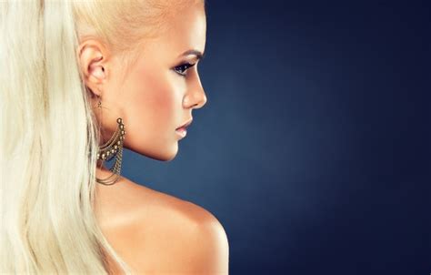 Wallpaper Look Girl Eyelashes Hair Earrings Makeup Blonde Tail For Mobile And Desktop