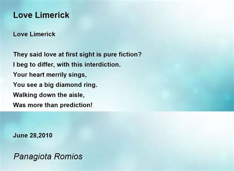 Love Limerick Poem by Panagiota Romios - Poem Hunter