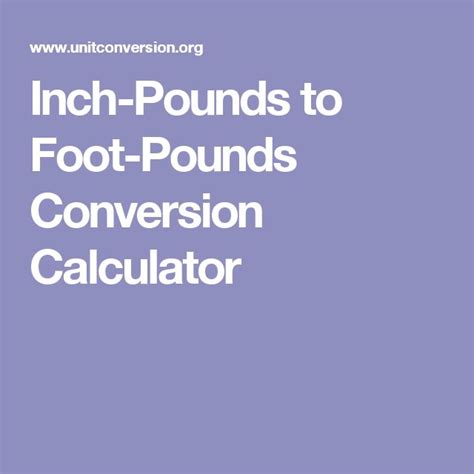 Inch Pounds Foot Conversion Chart