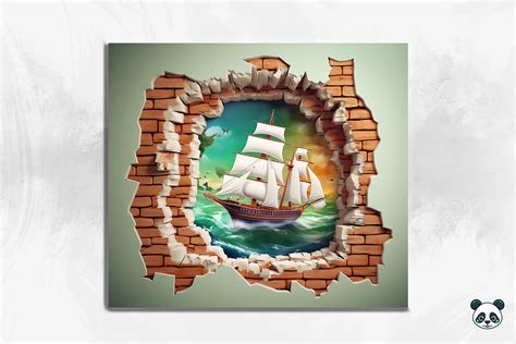 Pirate Boat D Cracked Hole Tumbler Wrap Graphic By Pandastic